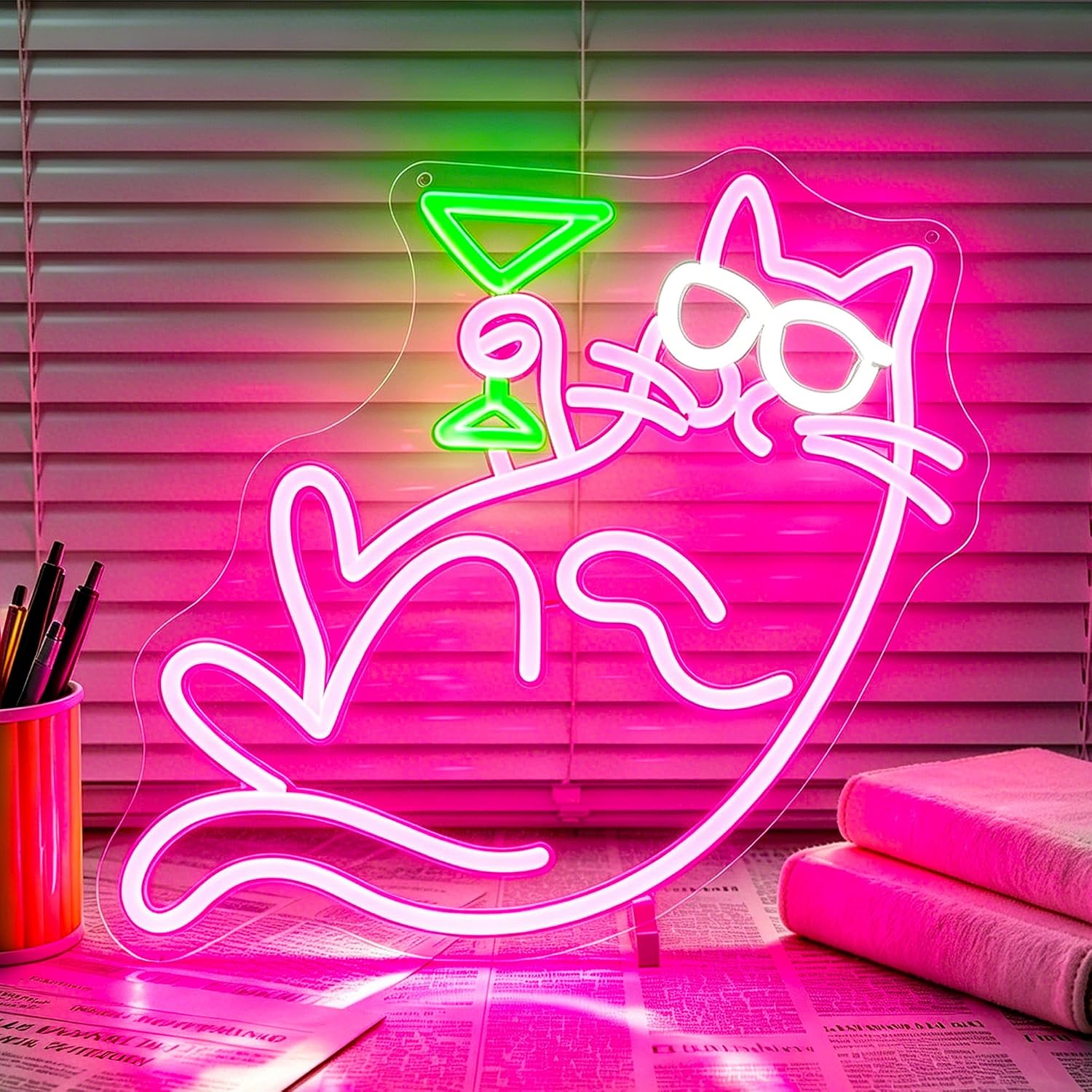 Kawaii Cat Neon Sign Pink Glow