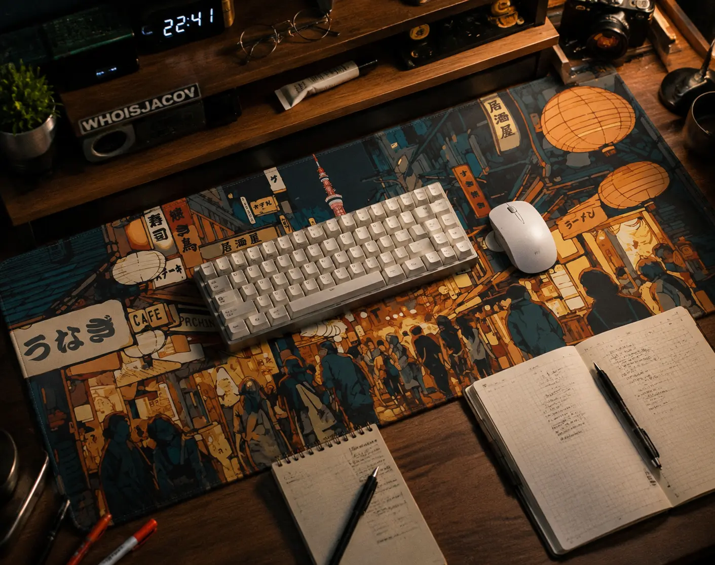 Japanese Ukiyo-e Anime Desk Mat Setup