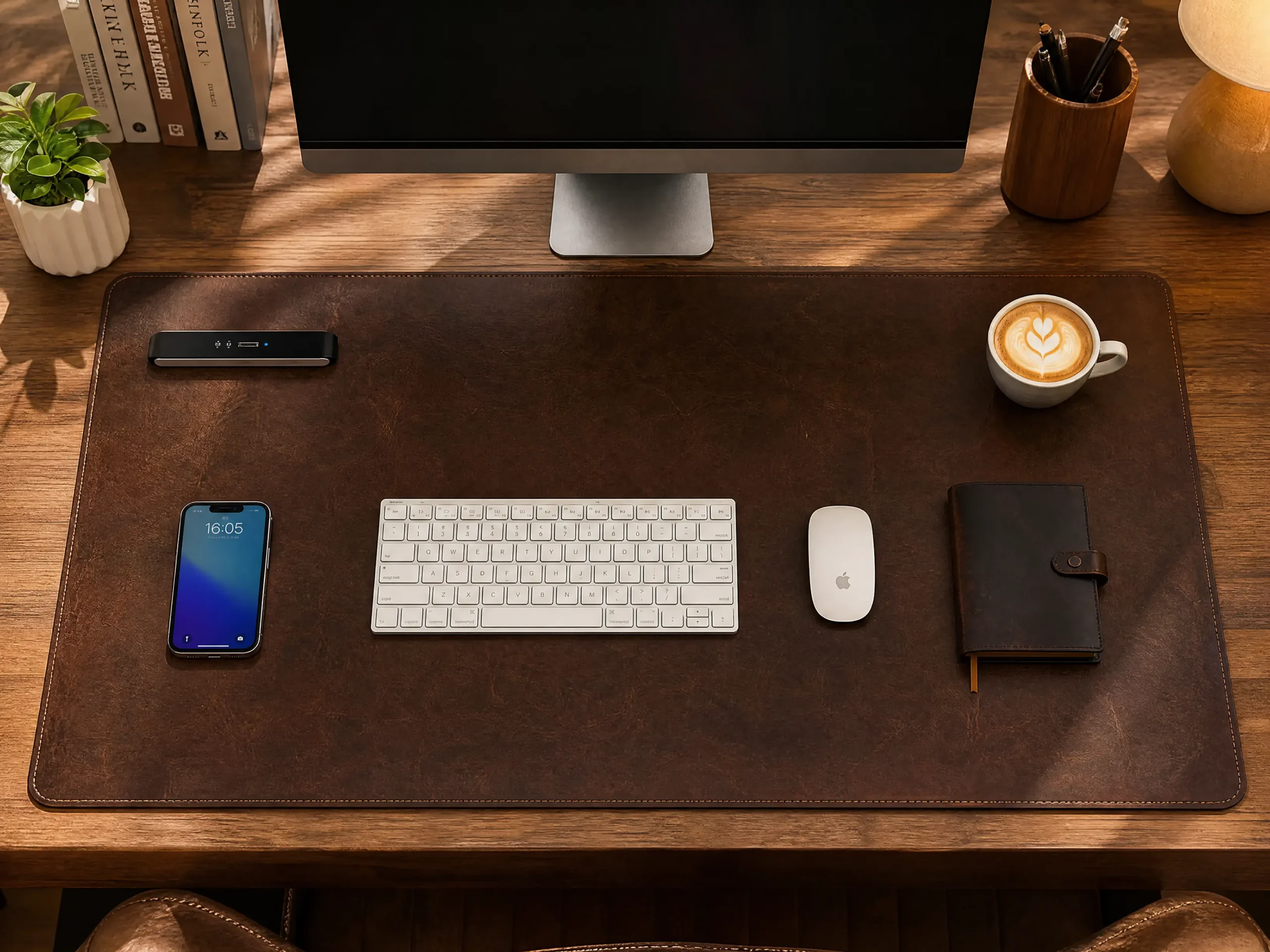 Vintage Leather Desk Mat Setup