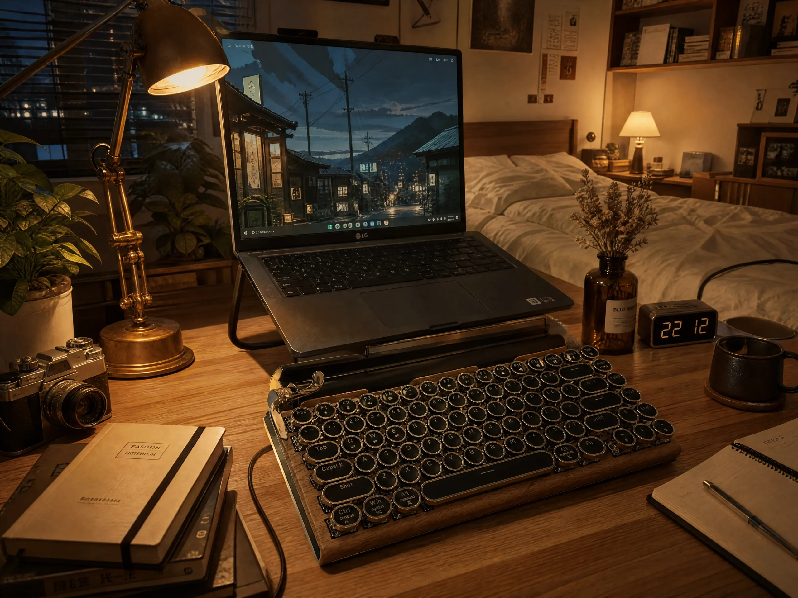 Vintage Typewriter Mechanical Keyboard Lofi Setup