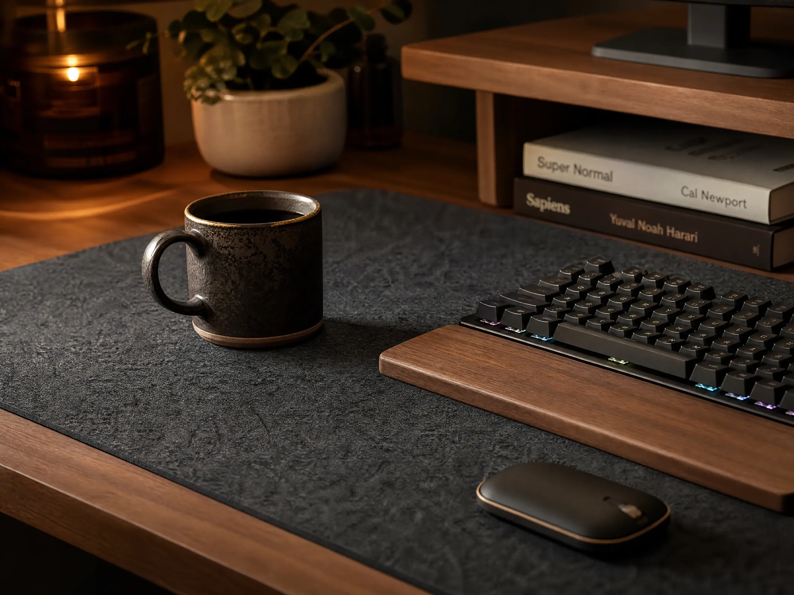 Premium Felt Desk Pad Cozy Setup
