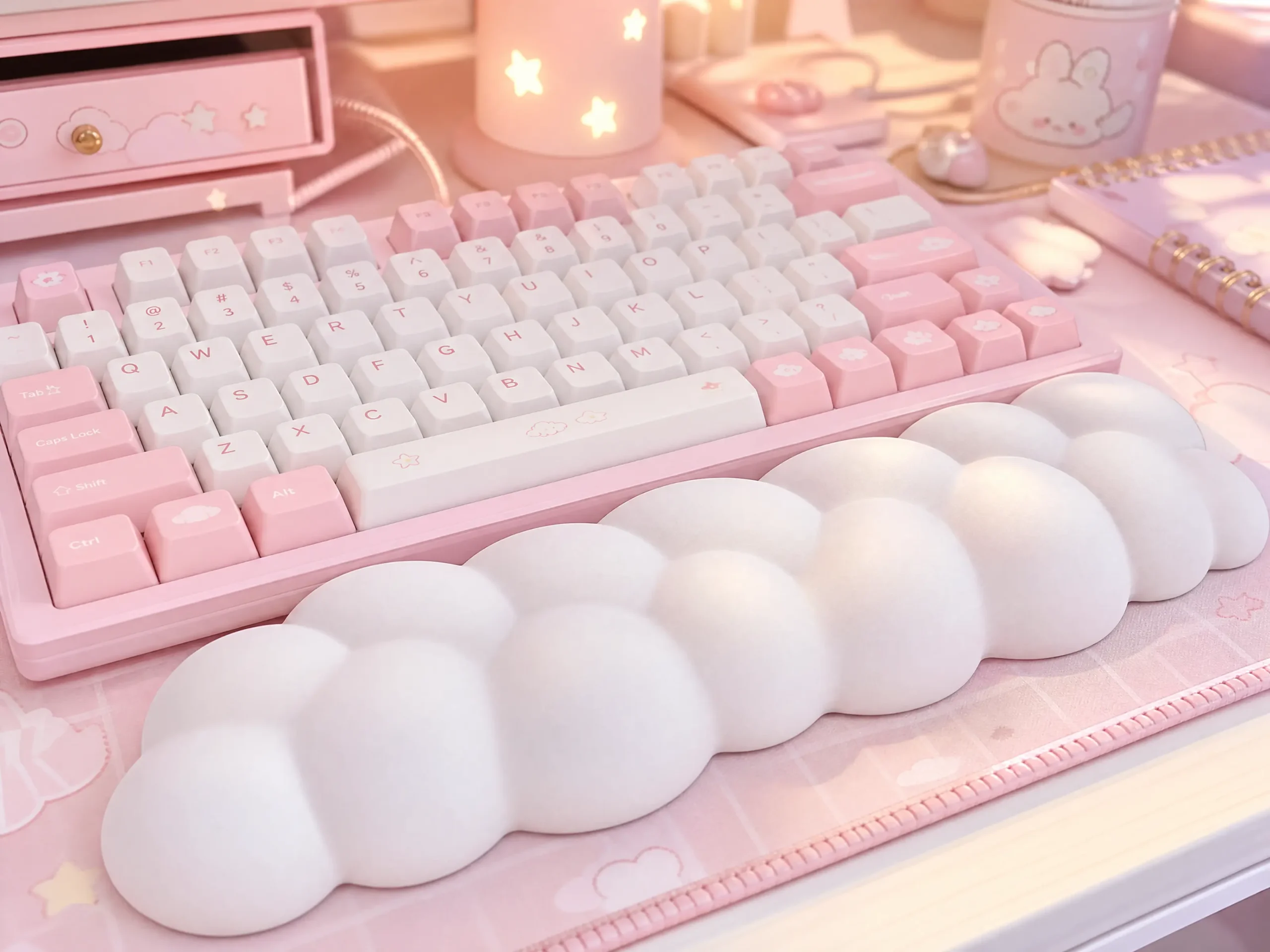 Cloud Keyboard Wrist Rest for Pastel Gamer Setup