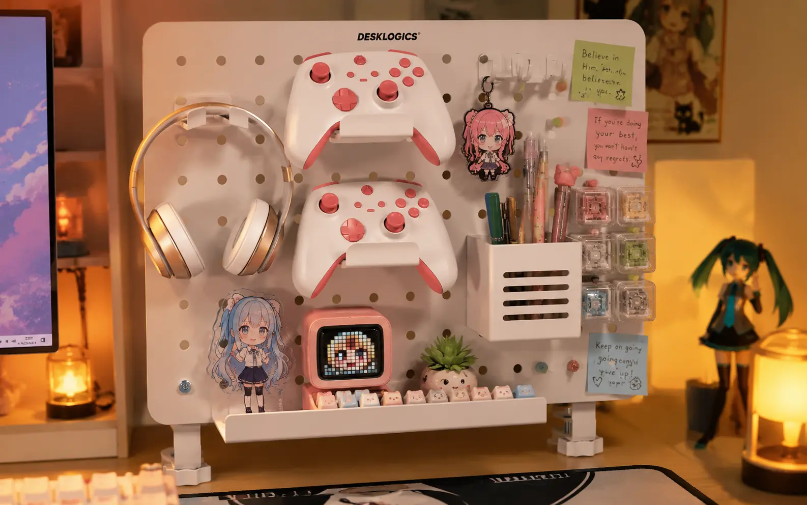 Clamp-on Desk Pegboard Organizer for Anime Merchandise