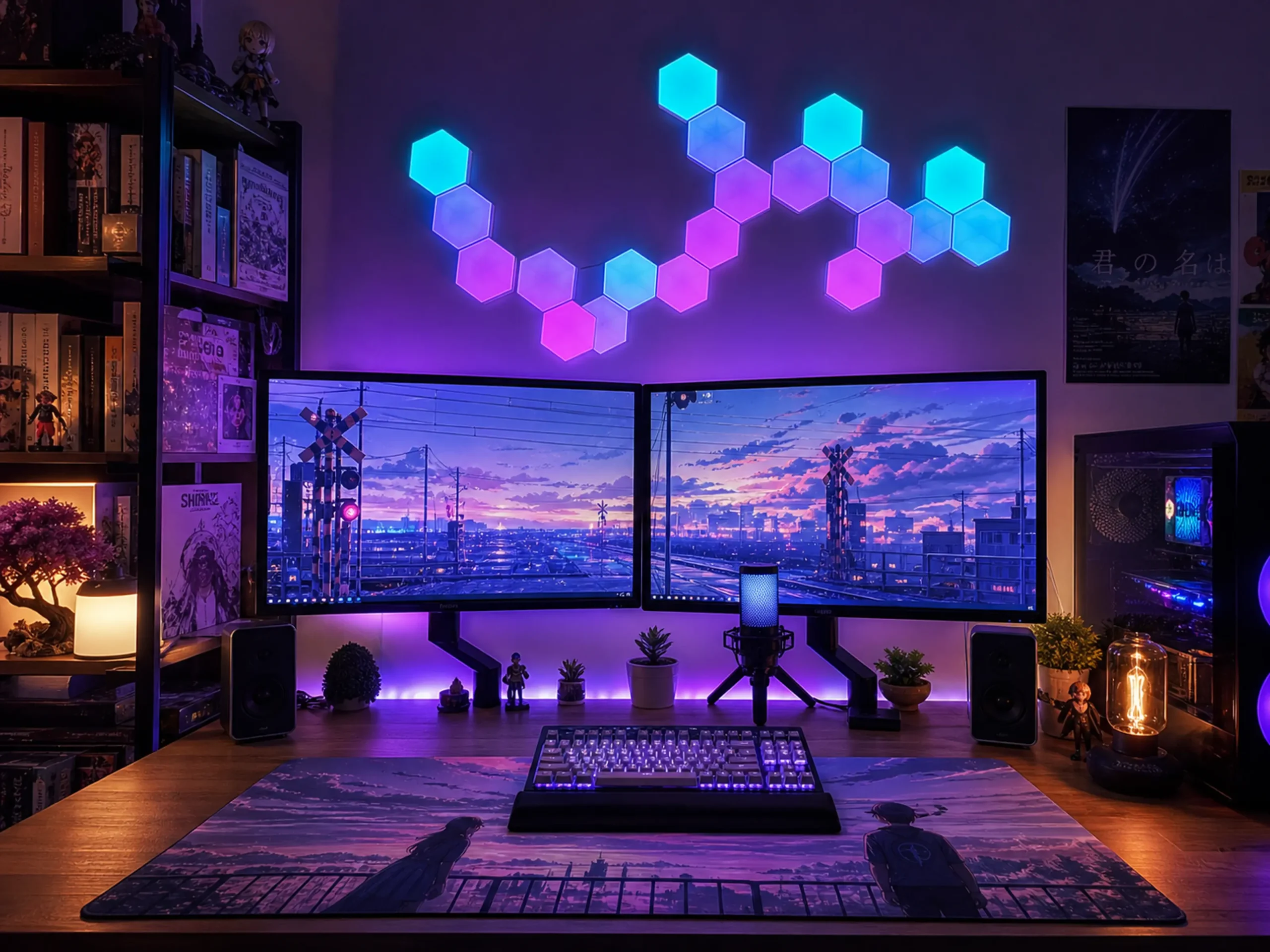 Smart RGB Hexagon Wall Lights for Anime Desk Setup