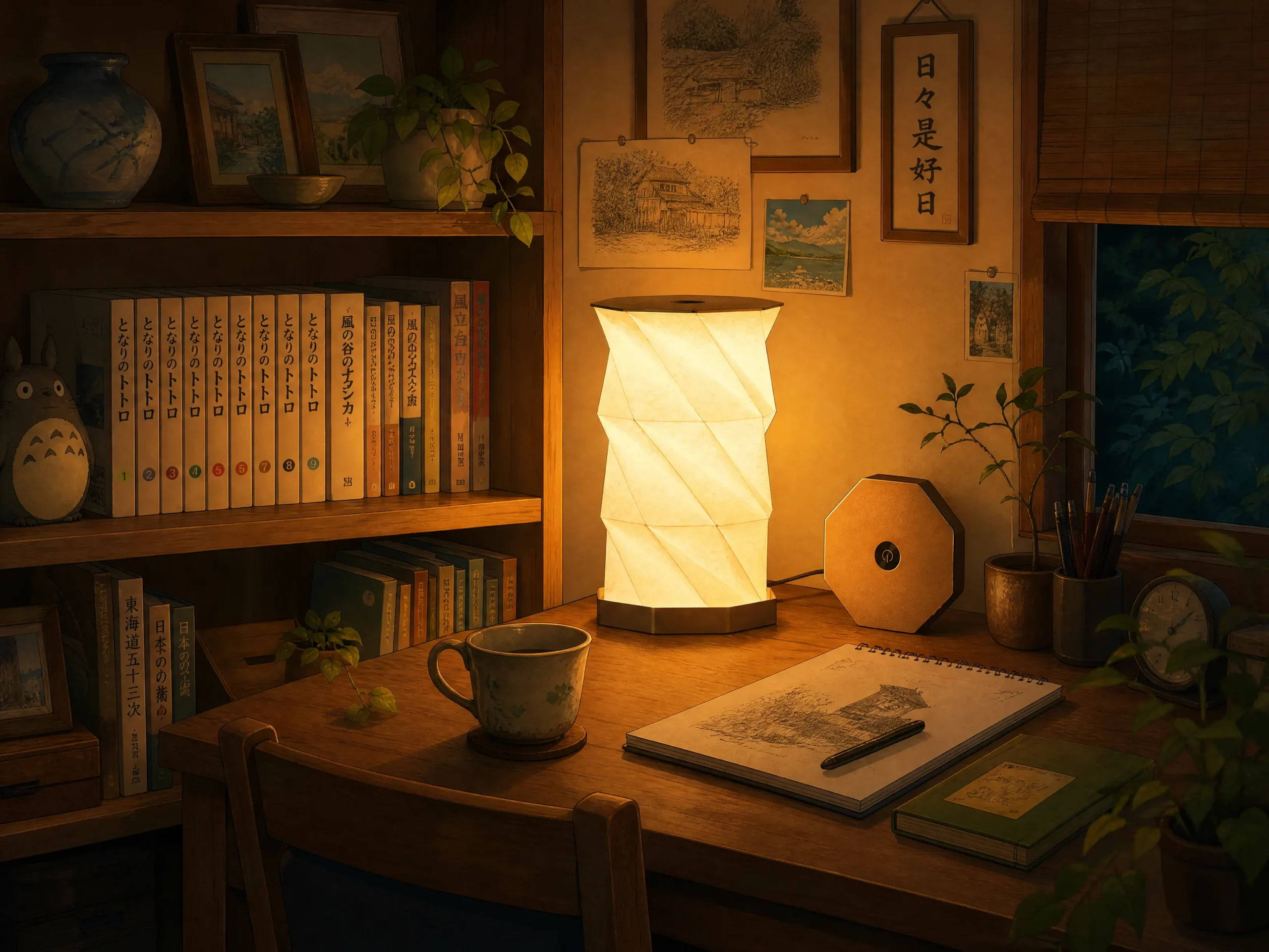 Japanese Shoji Paper Table Lamp for Anime Room
