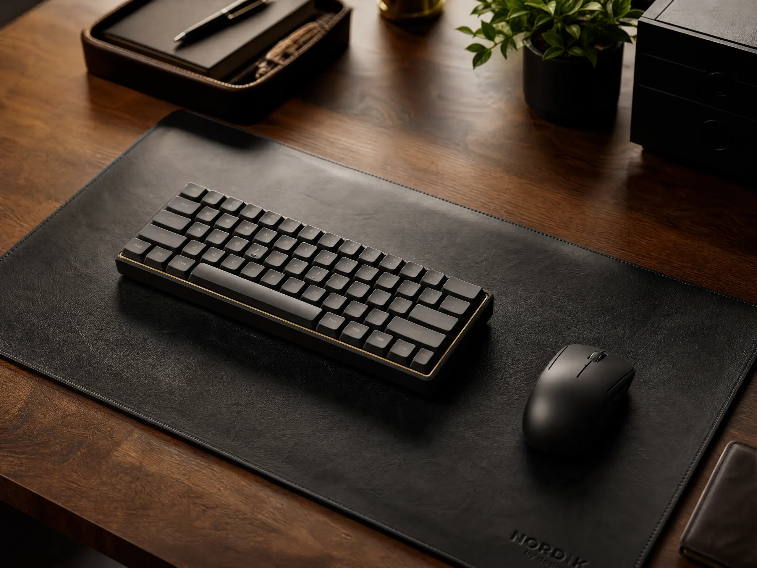 Luxury Black Full Grain Leather Desk Pad