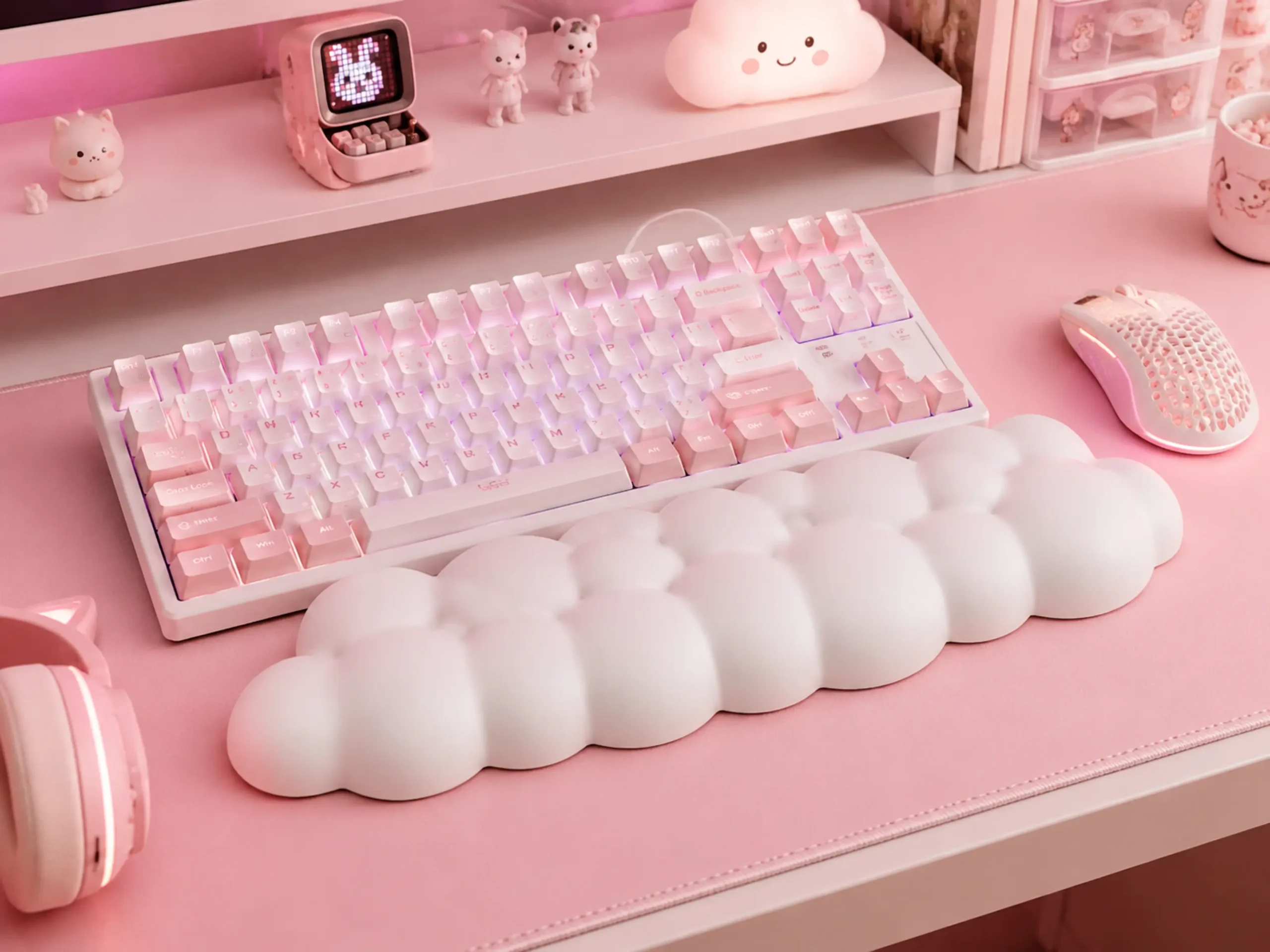 Cloud Shaped Keyboard Wrist Rest Pastel Desk