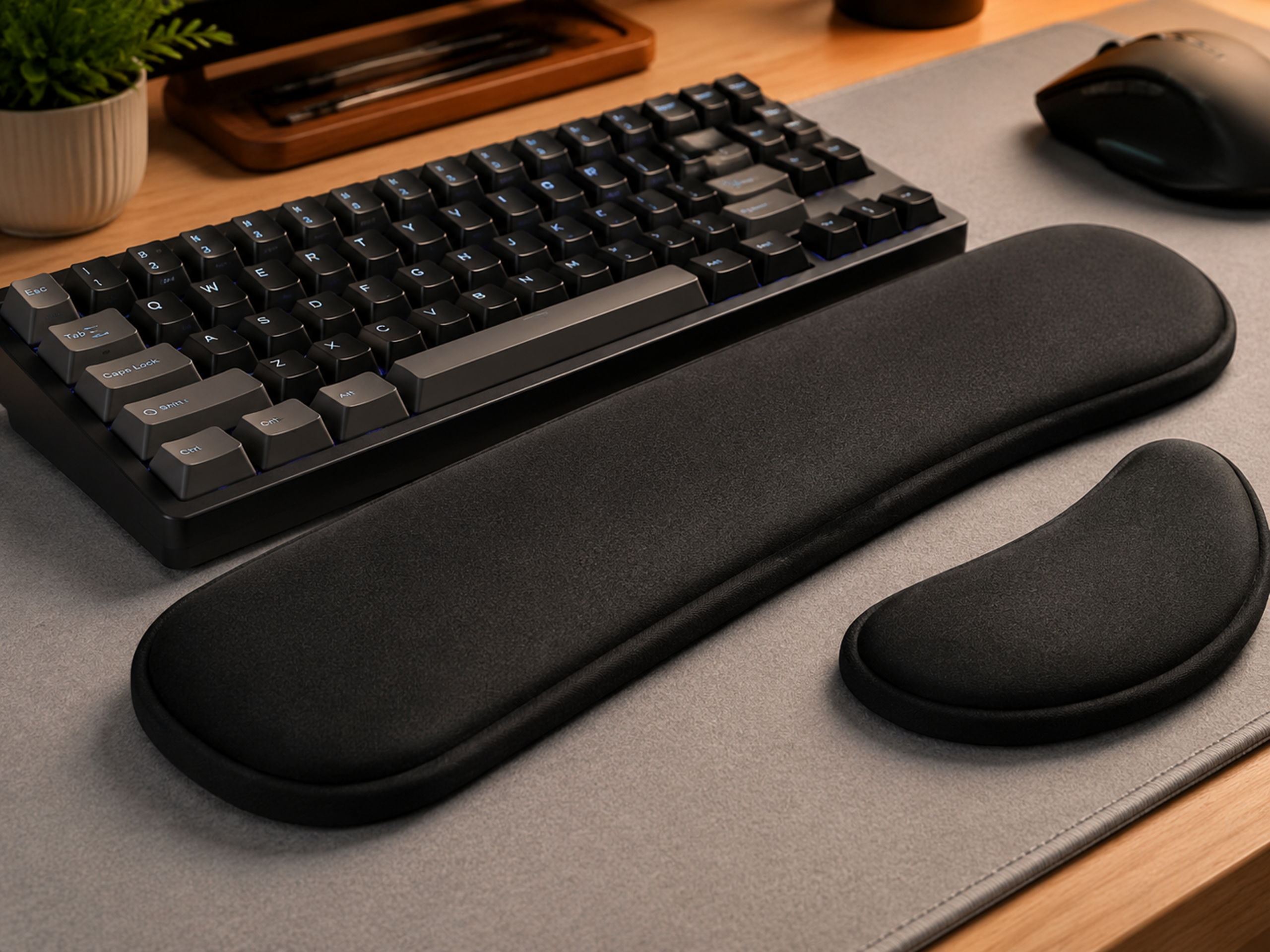 Ergonomic memory foam wrist rest for comfortable typing