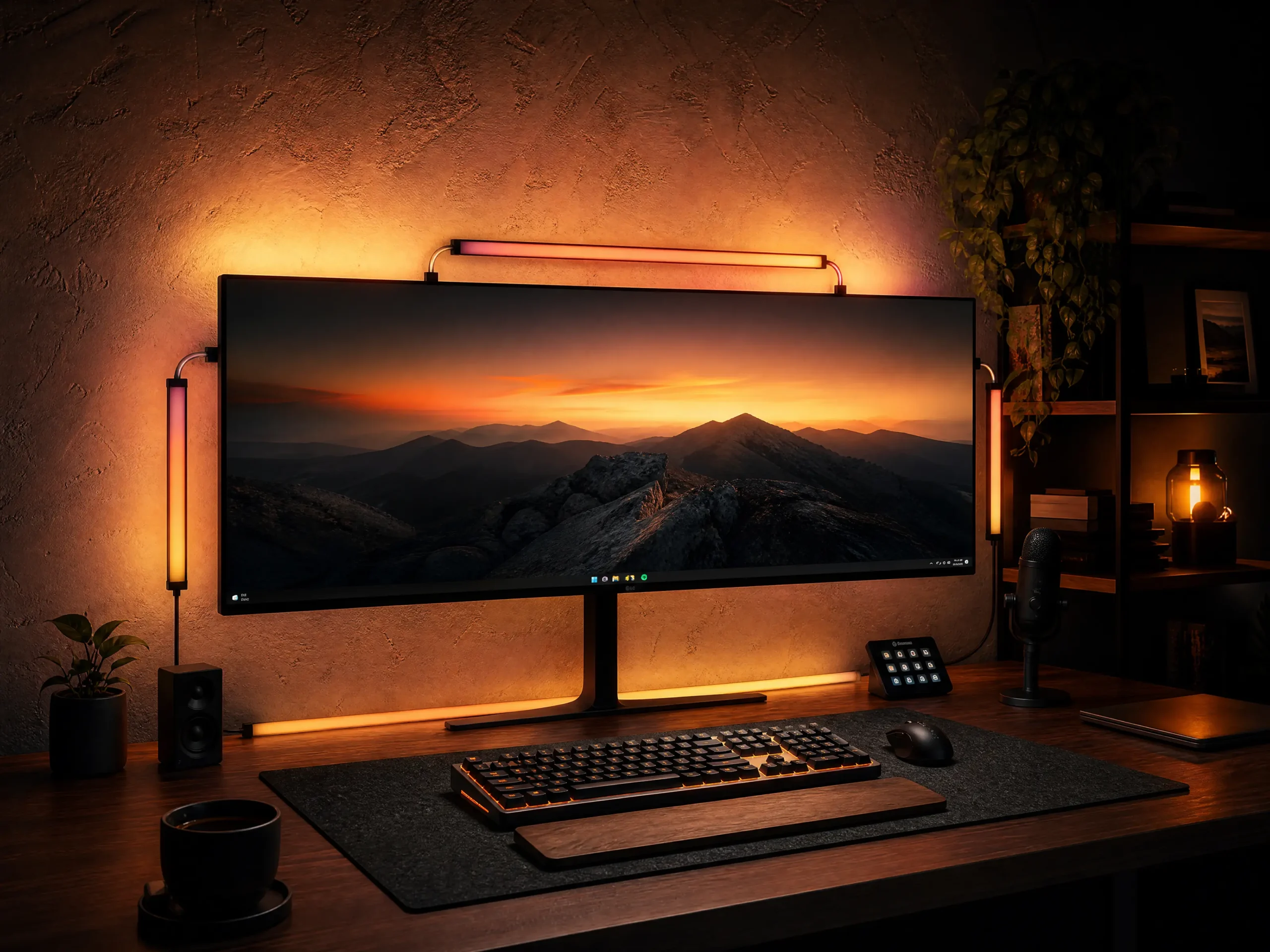 Monitor LED backlight kit for immersive desk setup lighting