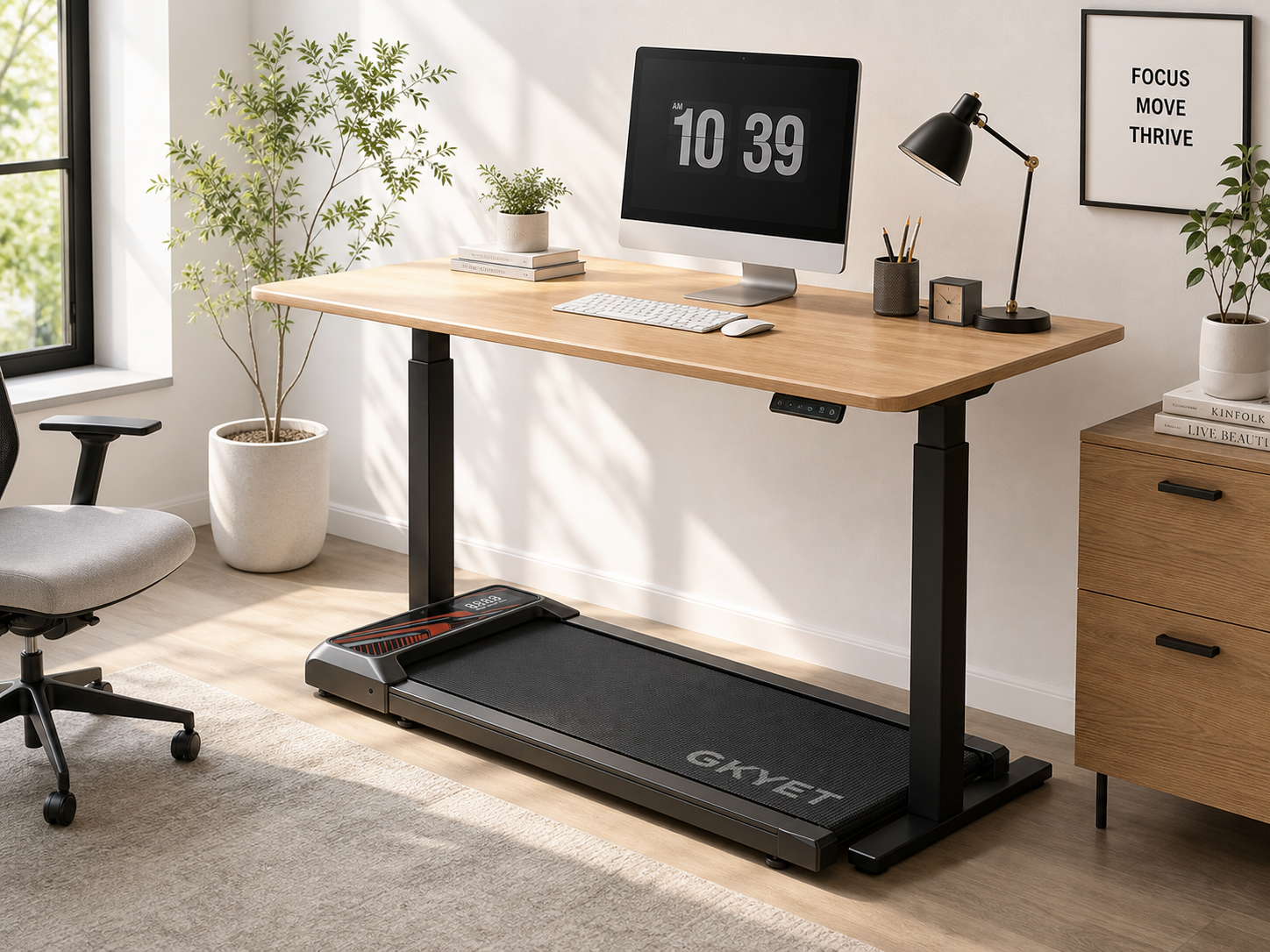 Slim under desk walking pad treadmill for active workspace