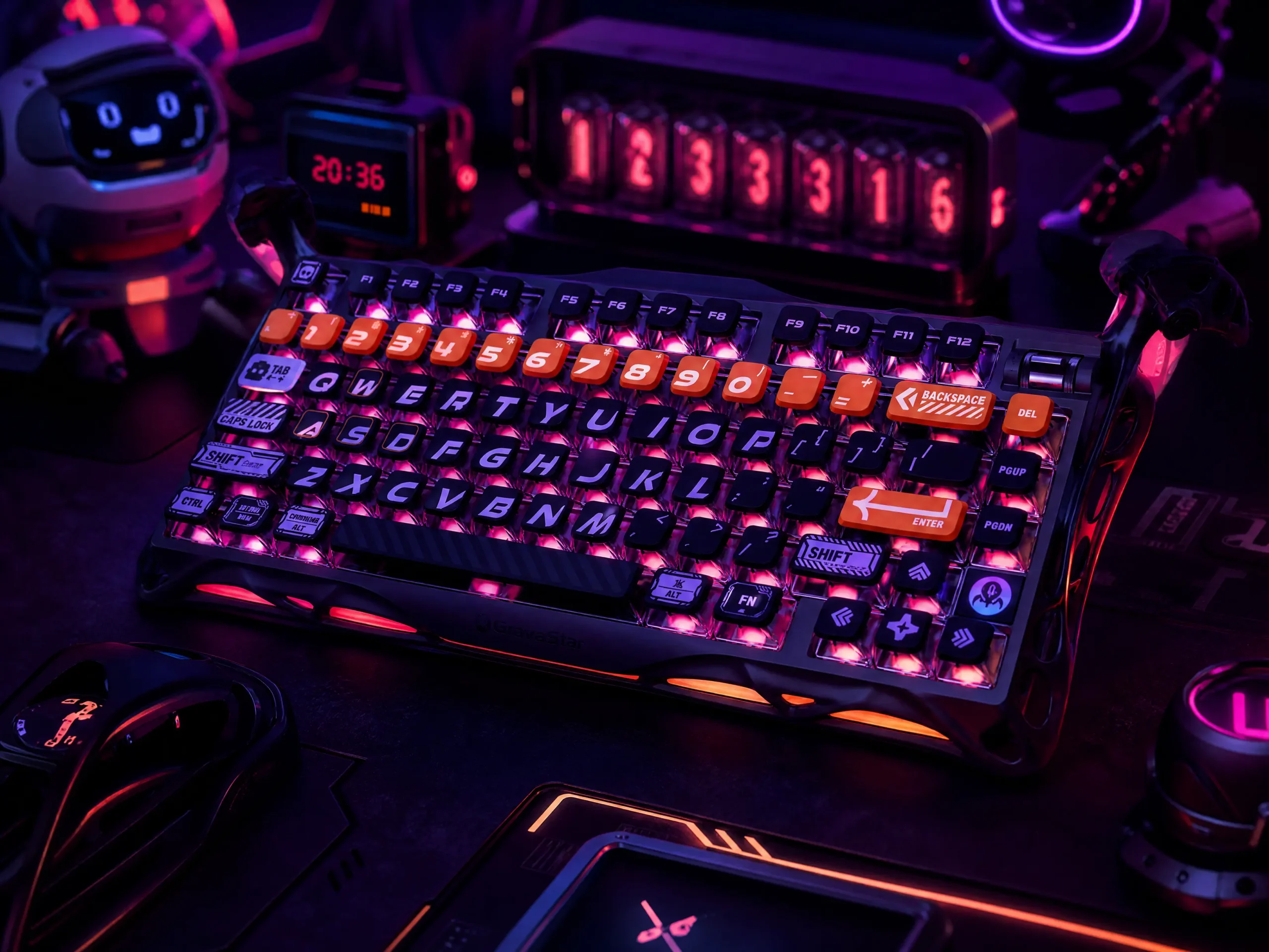 Futuristic Cyberpunk Mechanical Keyboard Desk Accessories