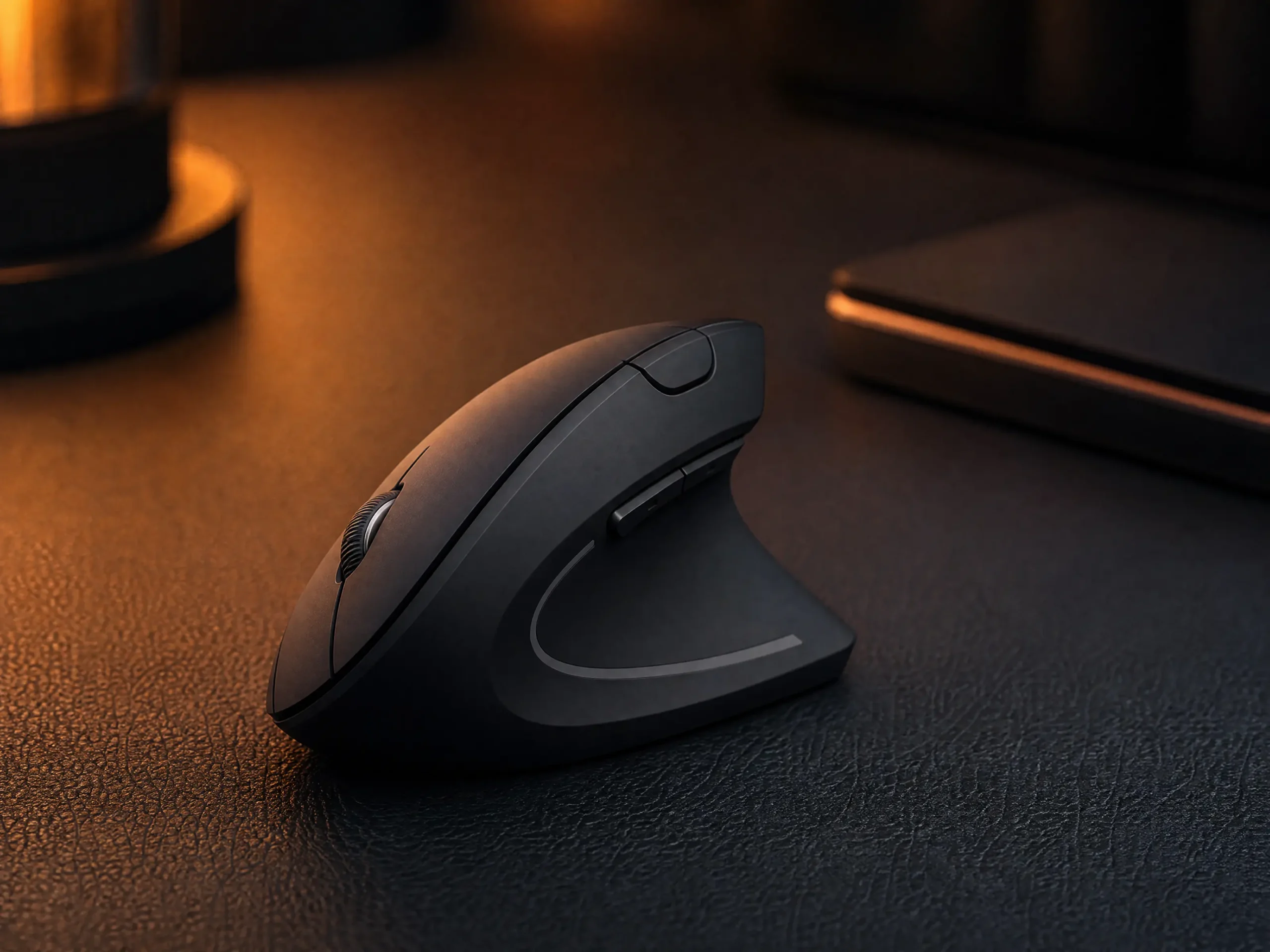 Sleek Low-Profile Matte Black Wireless Mouse
