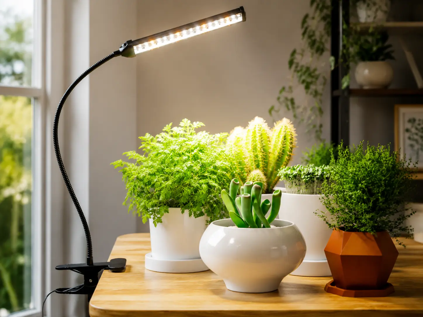 Modern Desktop Plant Grow Light WFH Setup