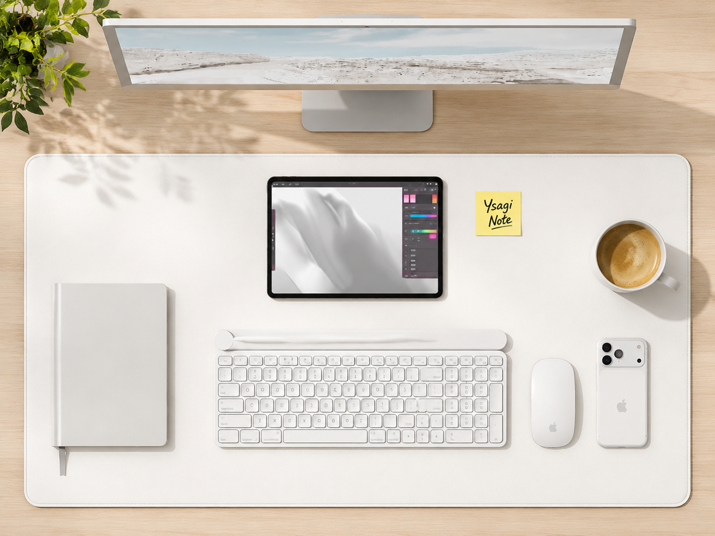 White Premium Desk Mat Minimalist Aesthetic