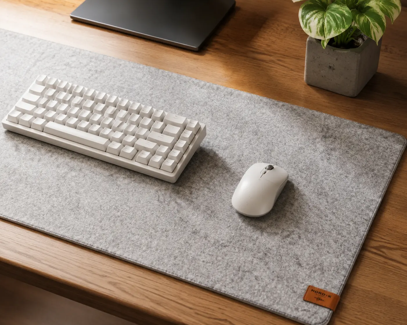 Premium Light Grey Wool Felt Desk Pad