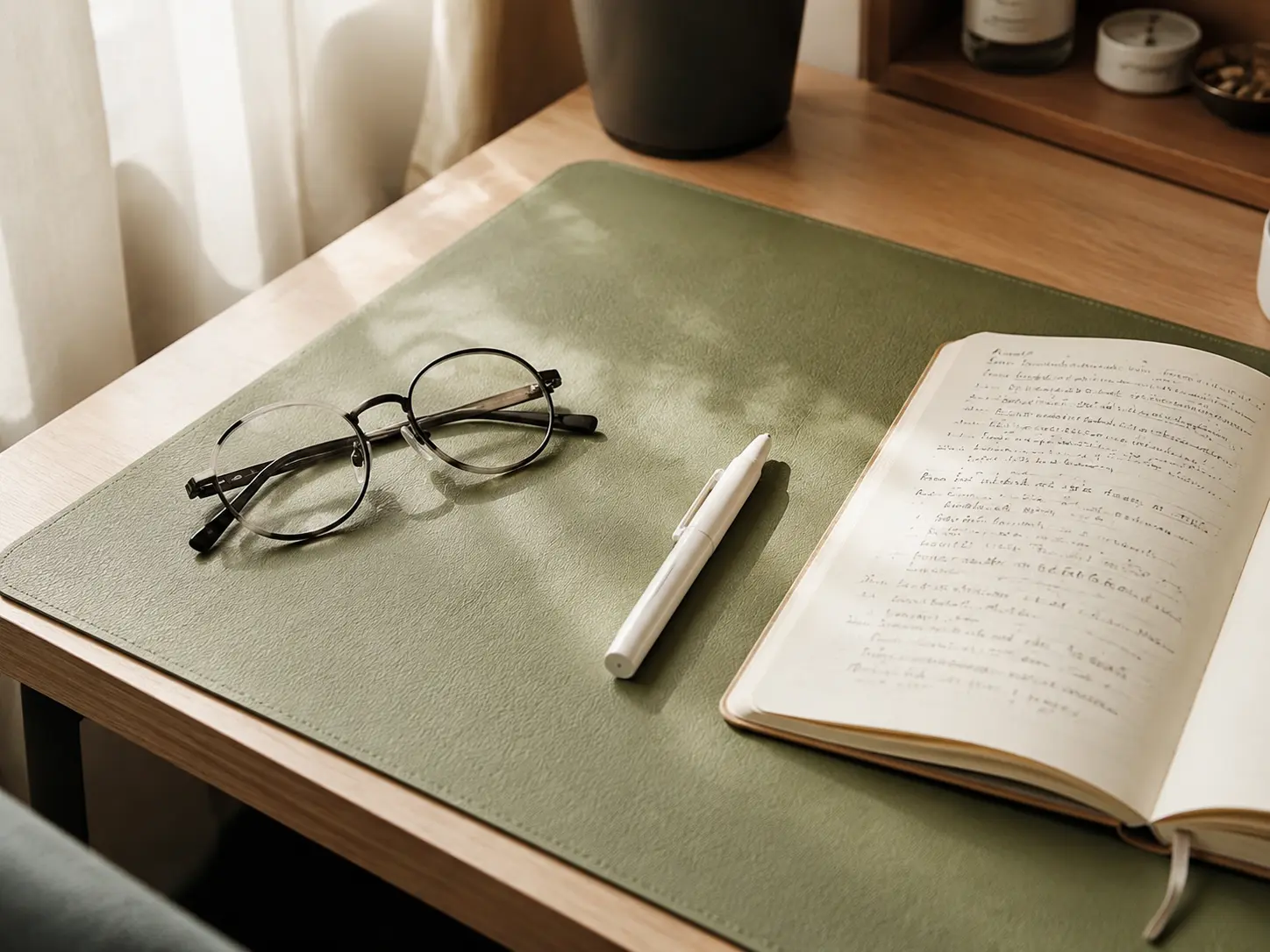 Matcha Green Desk Mat Soft Lived-in Setup