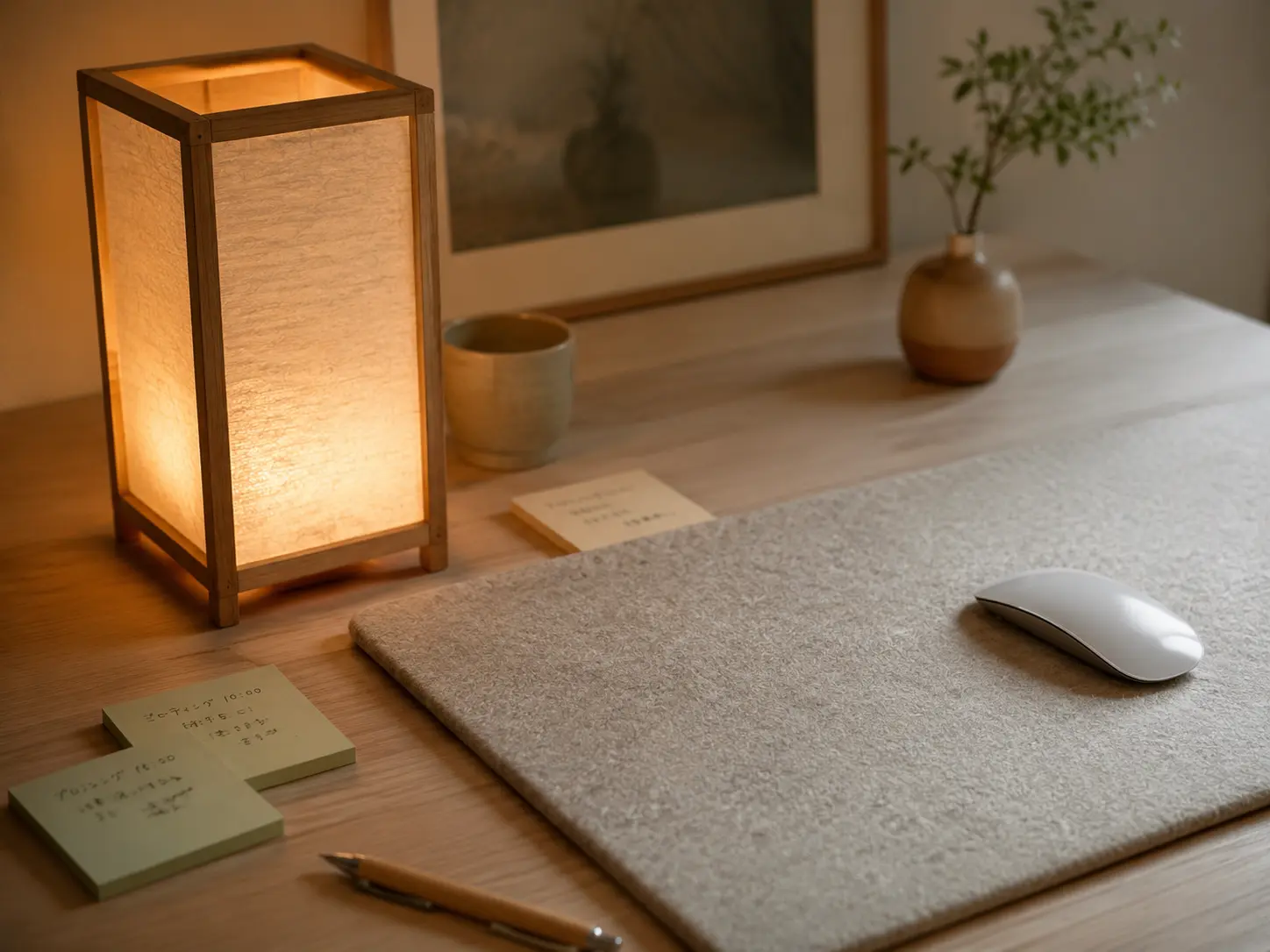 Merino Wool Desk Pad Japanese Minimalist Setup