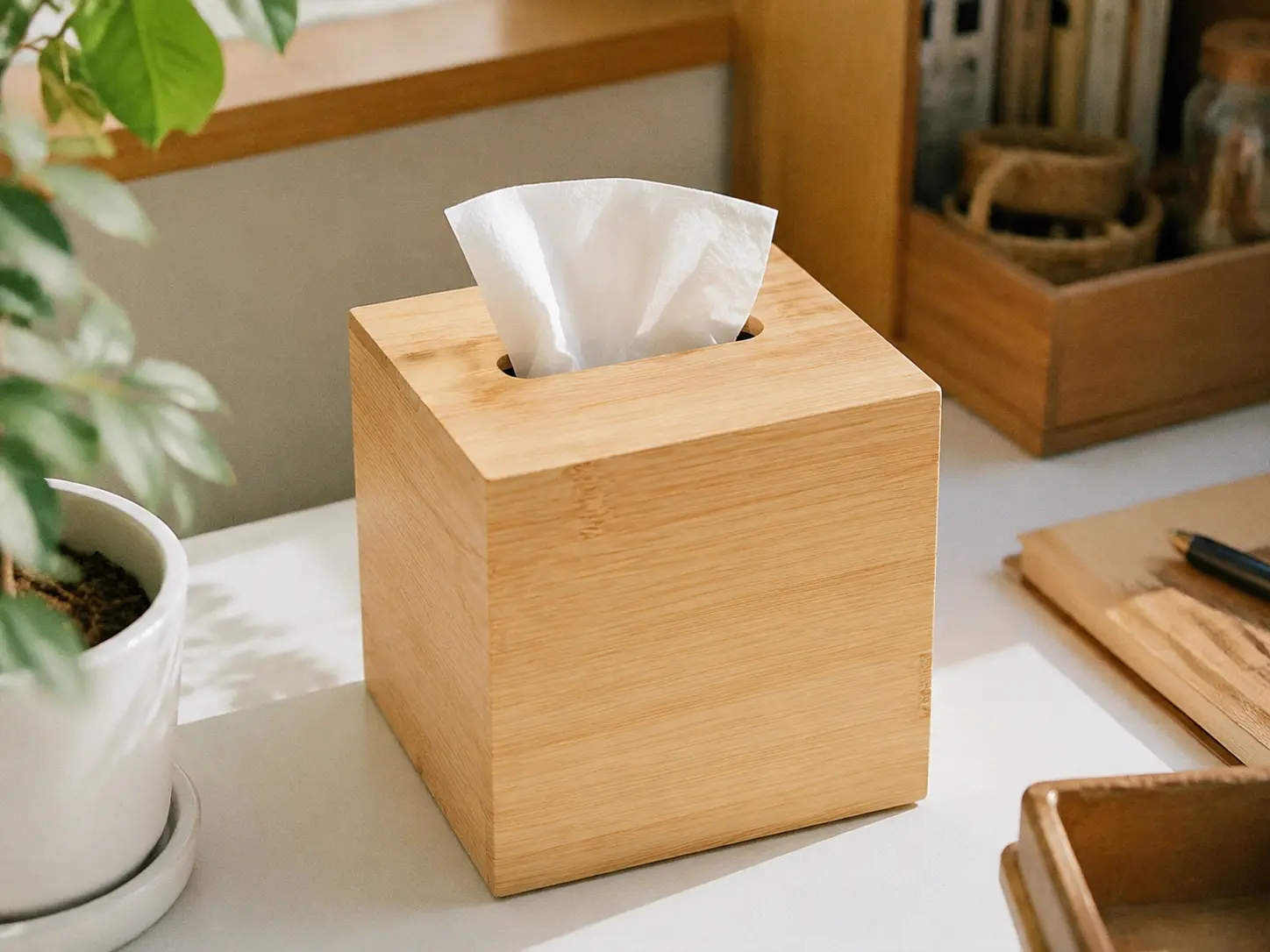 Cute squishy duck silicone night light glowing warmly on a cozy wooden desk