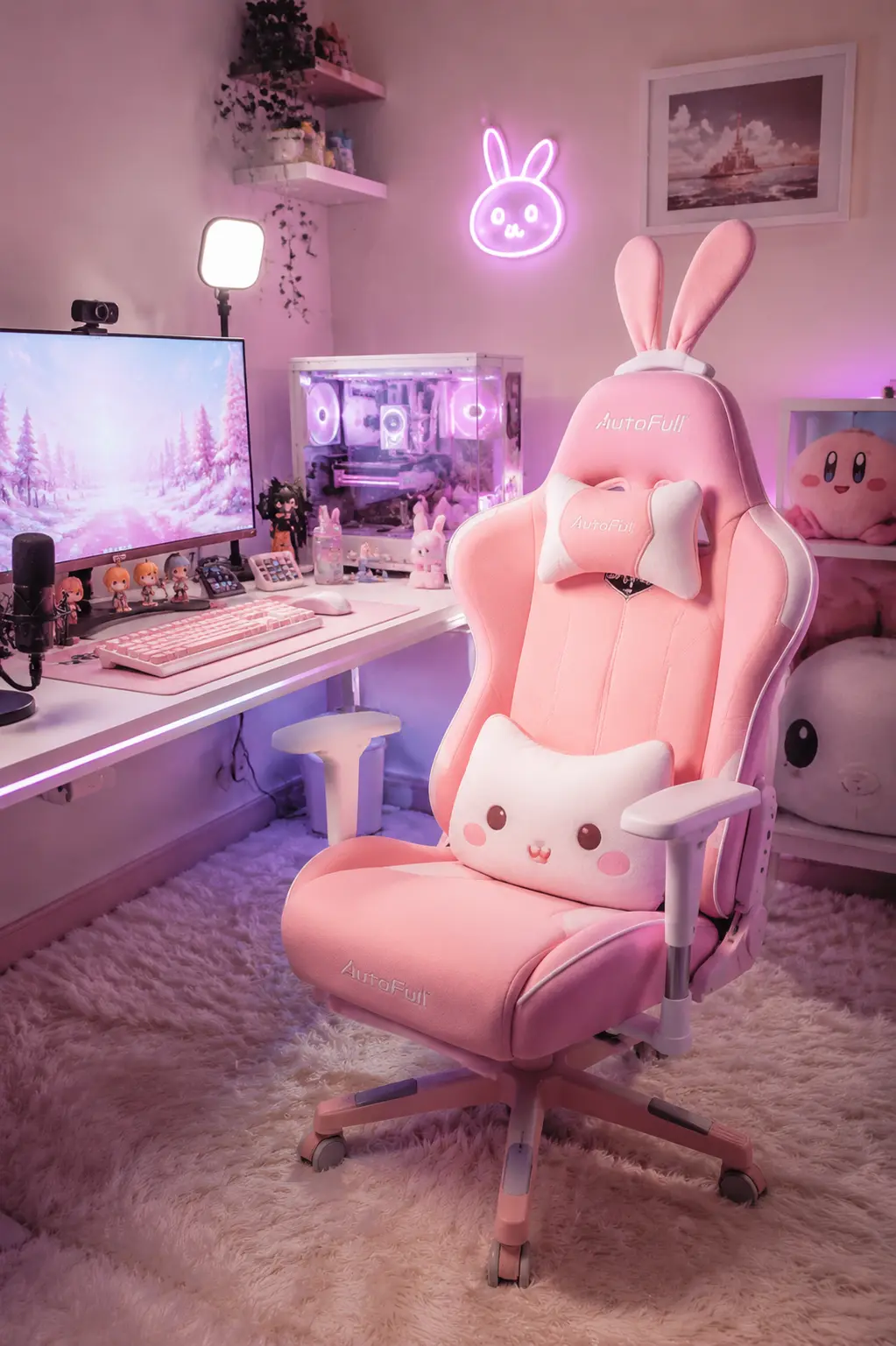 Cute Pink Gaming Chair with Bunny Ears: The Coziest Kawaii Room Upgrade