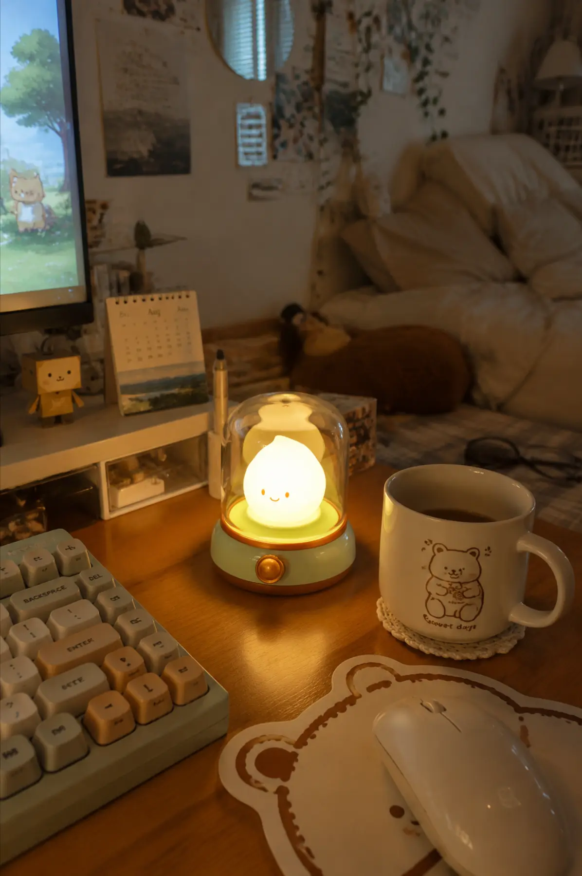 this tiny mushroom lamp made my desk 10x cozier