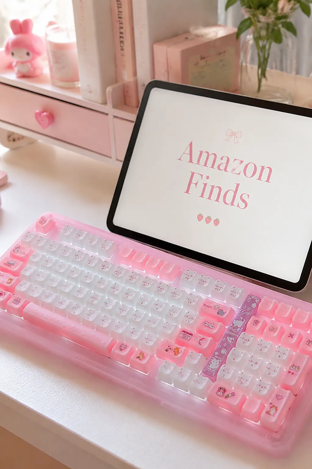 Top 3 Adorable Amazon Finds for a Strawberries & Cream Kawaii Desk Setup 🍓✨