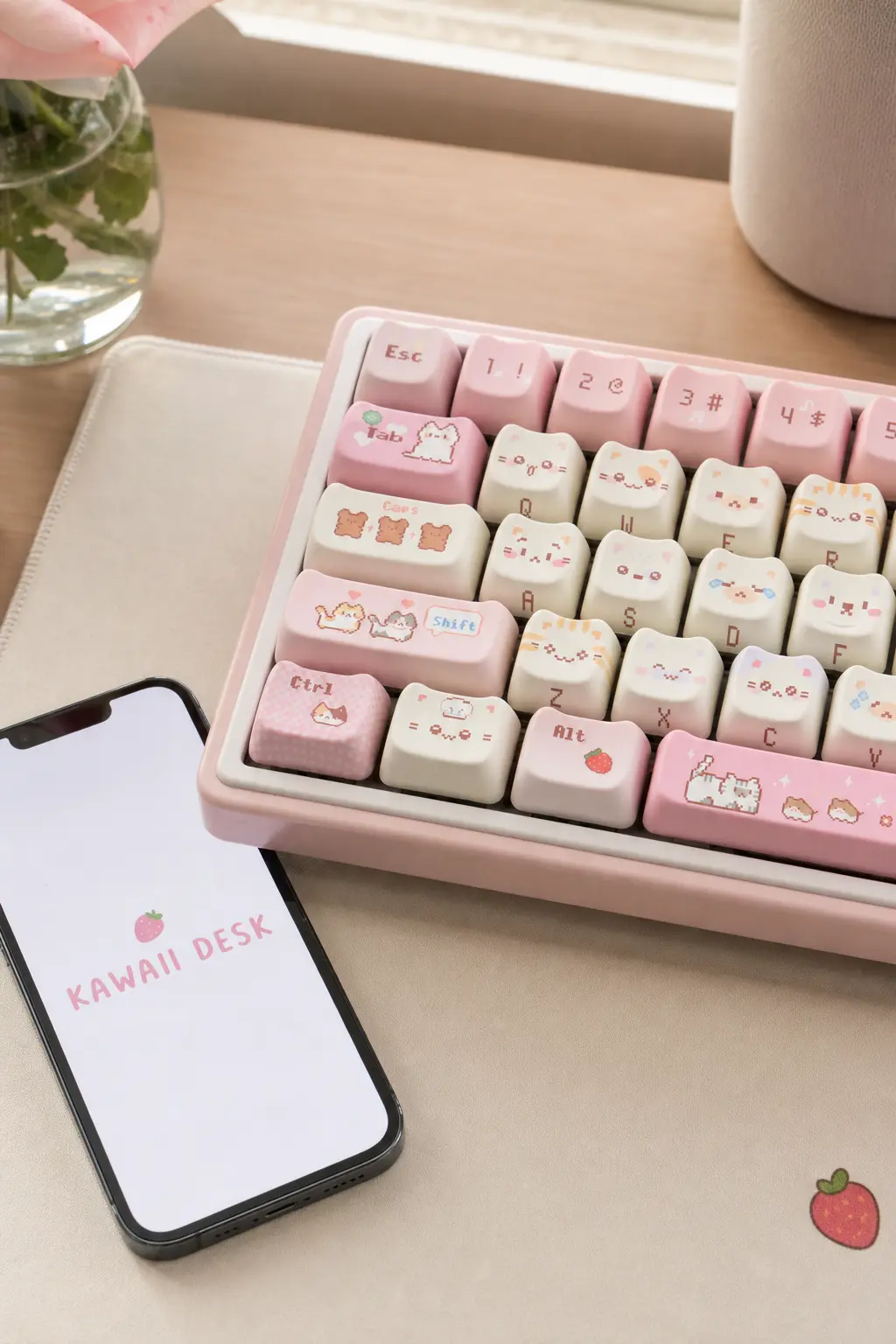 How to Create the Ultimate Strawberries & Cream Kawaii Desk Setup 🍓☁️