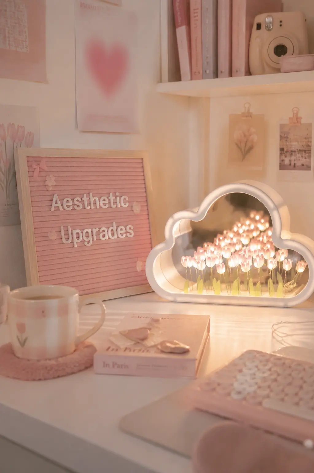Strawberries and Cream Pastel Kawaii Desk Setup Inspiration