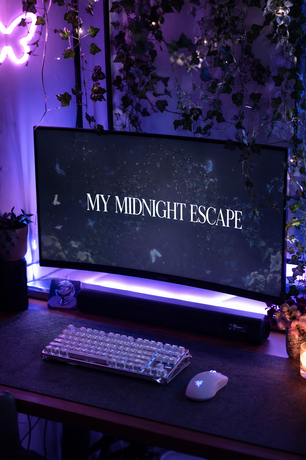 The Ultimate Cyber-Fairycore Desk Setup: Midnight Lavender Dream 🌙✨