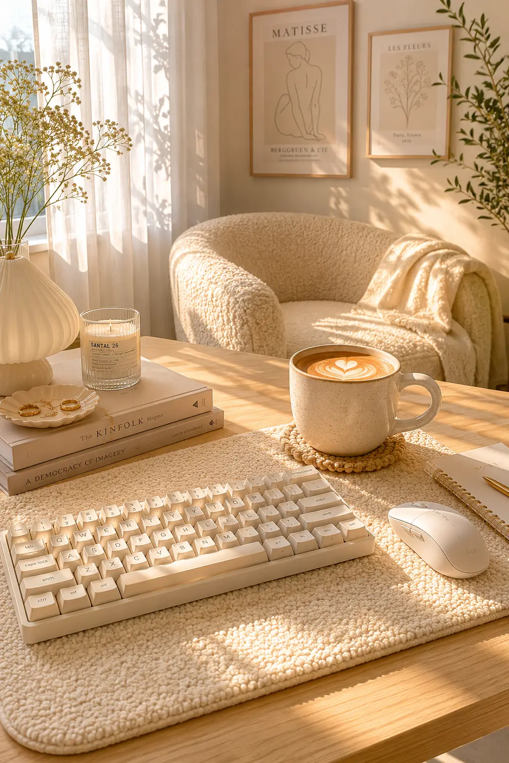 Cozy Vanilla Girl Desk Setup Inspiration for Slow Mornings